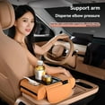 thumbnail image 3 of Multifunctional PU Leather Car Armrest Box Mat with Central Elbow, Universal 5-in-1 Car Center Console Cover, Leather Car Armrest Storage Box with Cup Holder, Tissue Box,Phone Holder (Coffee), 3 of 9