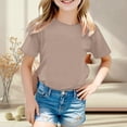 thumbnail image 2 of FINALGANG Girls TShirts Kids Solid Color Tees CrewNeck Short Sleeve Lightweight Casual Top For Playtime Daily Wear Versatile Top, 2 of 4