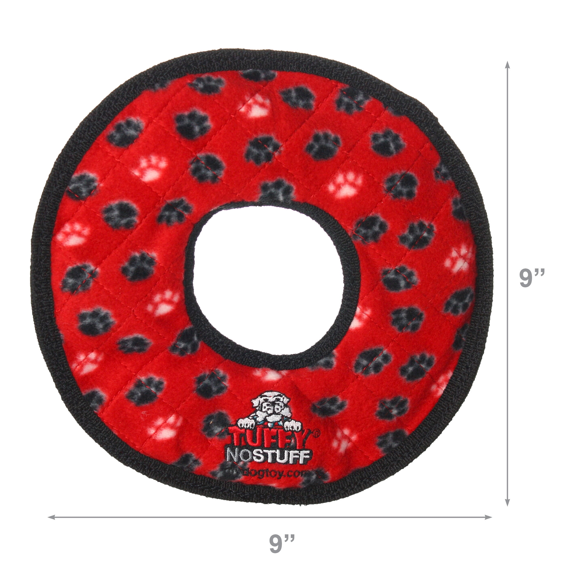 Tuffy No Stuff Ultimate Ring Red Paw Durable Squeaky Dog Toy
