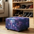 thumbnail image 4 of Xoenoiee Jellyfish Bubble Print Ottoman Cover Rectangle Folding Storage Ottoman Slipcovers Jacquard Stretch Cube Footrest Foot Stool Covers Protector with Elastic Band, S, 4 of 7