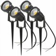thumbnail image 1 of Juego de 4 focos LED de 5 W y 220 V, regulables, para jardín, con estaca, iluminación exterior, terraza y jardín (blanco cálido), 1 of 5