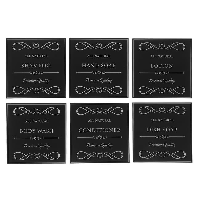 MOVTOTOP 6 Sheets of Waterproof Hand Soap Labels Stickers for Bathroom Bottles Easy to Apply and Remove Hand Soap Dish Soap, Shampoo and Conditioner Dispensers Stickers