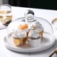 thumbnail image 3 of Plato de cerámica para pastel, postre y fruta con tapa de cristal., 3 of 6