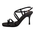 thumbnail image 2 of Viluyesy Womens Dress Sandals, Ankle Strap High Stiletto Heels Square Toe Work Wedding Evening Pumps Black US6, 2 of 9
