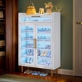 thumbnail image 2 of Dextrus 5-Tier LED Shoe Cabinet with Acrylic Doors & Drawer, Freestanding Shoe Storage, White, 2 of 14