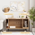 thumbnail image 3 of VEANERWOOD Hidden Cat Litter Box Enclosure Furniture with Cat Scratch Pad and Tambour Sliding Door, Multi-Functional Side End Table Cat House for Living Room, Natural, 3 of 10