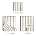 thumbnail image 3 of CGK Linens 3-Piece Hotel Luxury Striped Sheet Set - Twin Size Stripe Pattern Bed Sheets, Beige Stripes, 3 of 7