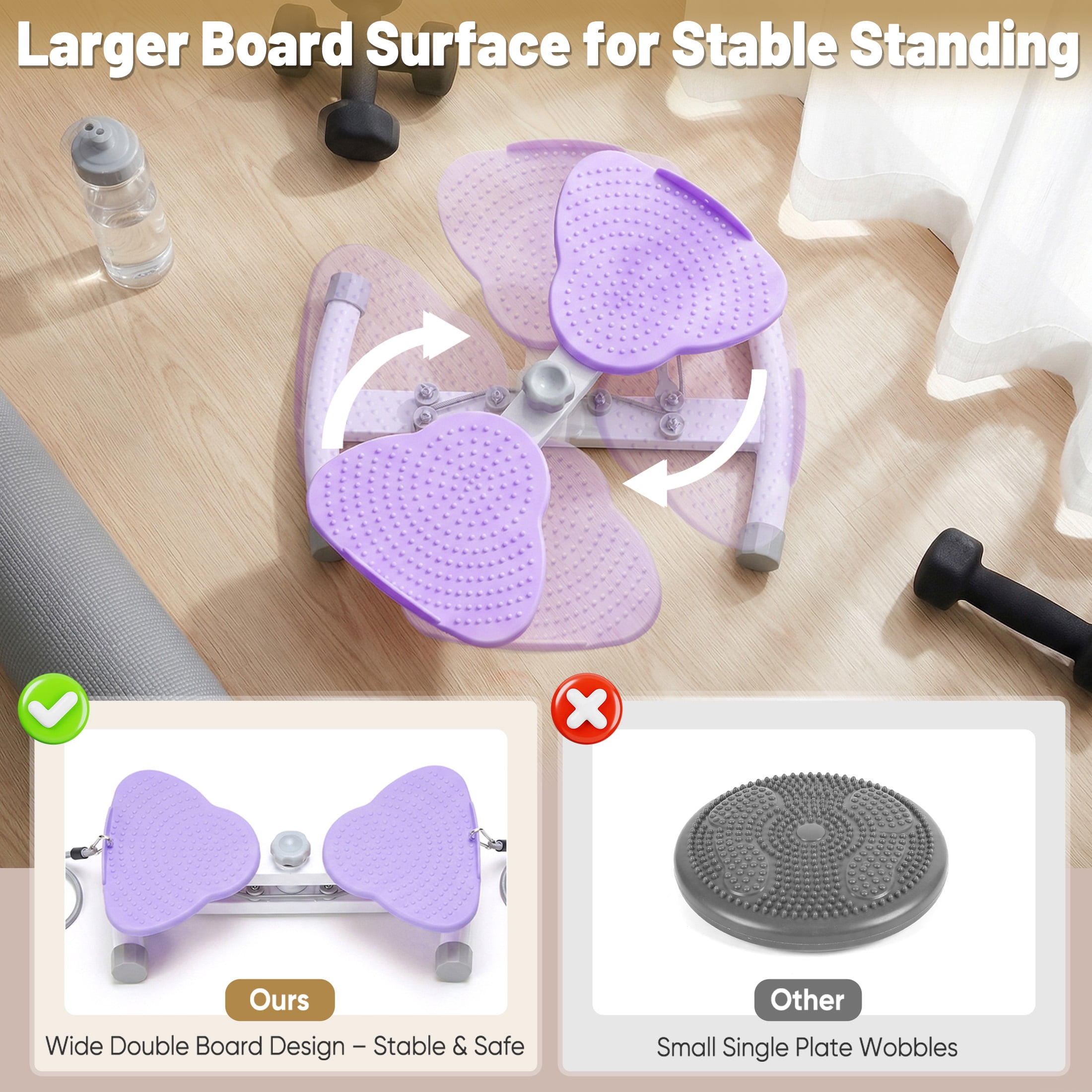 CONCETTA Waist Twister Machine Exercise, 300 lbs Weight Capacity for Waist and Abdominal, Weight Loss, Body Sculpting.Massage Base Plate and Non-Slip Surface, Noiseless, Purple