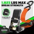 thumbnail image 2 of Rhino USA Ratchet Straps Tie Downs (4-Pack) - 1 Inch x 15 Feet (1,823lb Break Strength) - Ultimate Tie Down Straps with Safety S Hooks - Premium Straps for Trucks, Cargo, Moving, Appliances - Orange, 2 of 7