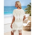 thumbnail image 5 of Drvitor Beach Cover Up for Women Casual Loose Batwing Sleeve Swimsuit Cover Up Diamond Hollow Bathing Suit Cover Up with Tassel Hem, 5 of 8