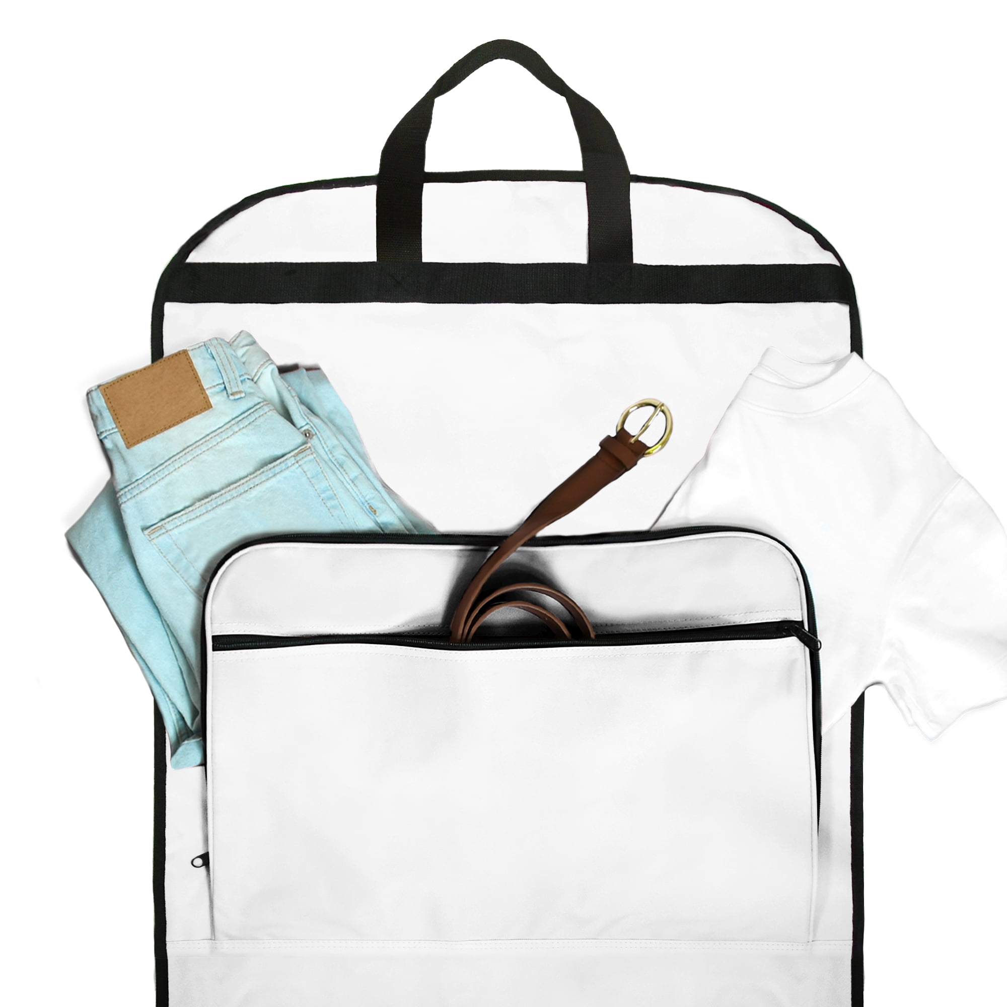 DALIX 60" Professional Garment Bag Cover for Suits Pants and Gowns Dresses (Foldable) White