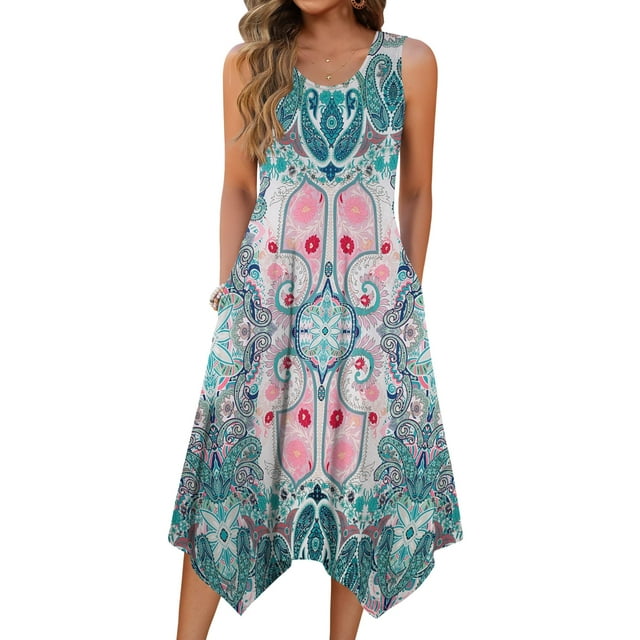 Vestido de verano Zeagoo con estampado tropical hawaiano para mujer