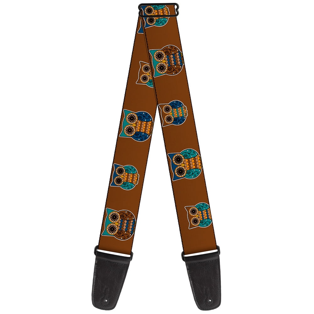 Buckle-Down Guitar Strap, Owls Brown Pastel, 2 Inches Wide