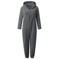 thumbnail image 3 of OYXSER Girls Winter Hooded Onesie Fleece Material For Sleep Play Vacation Travel All-Day Comfort Pajamas, Dark Gray 8-9 Years, 3 of 3