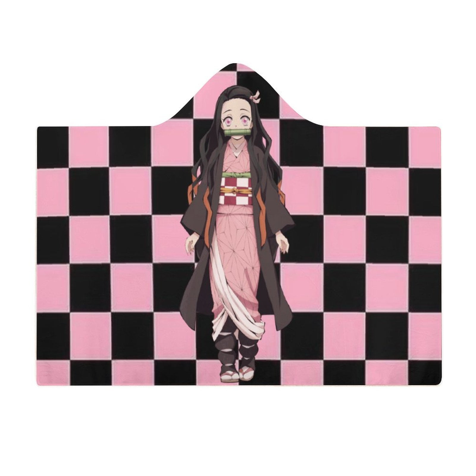 Kamado Nezuko Wearable Blanket Cloak Arctic Velvet Hooded Blanket Soft Fuzzy Hoodie Blanket Cape for Adults Kids 40"x50"