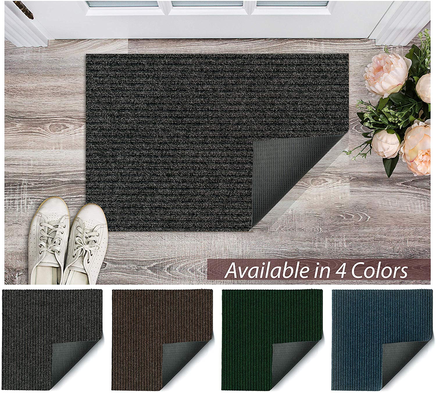 Koeckritz Rugs 18 in x 30 in Indoor/Outdoor Non Slip Heavy Duty Rubber Backed Doormat.