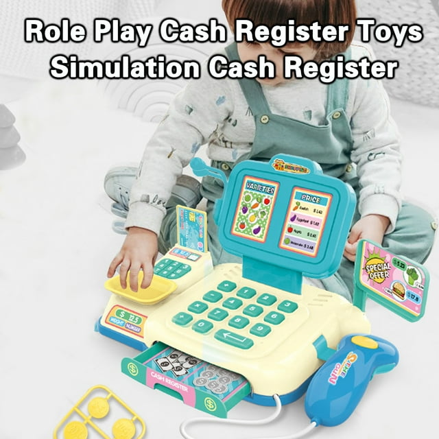 Lubelski 1 Ensemble Jouets de Caisse Enregistreuse Lumière Simulée Musique Accessoires Riches avec Expérience Fruitée Vrai Magasinage ABS Jeu de Rôle Jouets de Caisse Enregistreuse Jouets Garçon