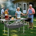thumbnail image 4 of Costway Patio Folding Camping Table with Aluminum Roll-up Tabletop & Mesh Basket Silver, 4 of 10