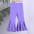 thumbnail image 2 of newwalpole Girl's Flare Leggings High Waist Bell Bottom Pants Dance Casual Pants Kids Print Stretch Hippie Pants Light Purple for Size 7-8 Years, 2 of 8