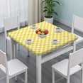 thumbnail image 3 of Yellow and White Checkered Pattern Square Fitted Tablecloth with Elastic Edge,Square Table Cover,Washable Elastic Table Cover for Home Kitchen Party Decor 34"x34", 3 of 6