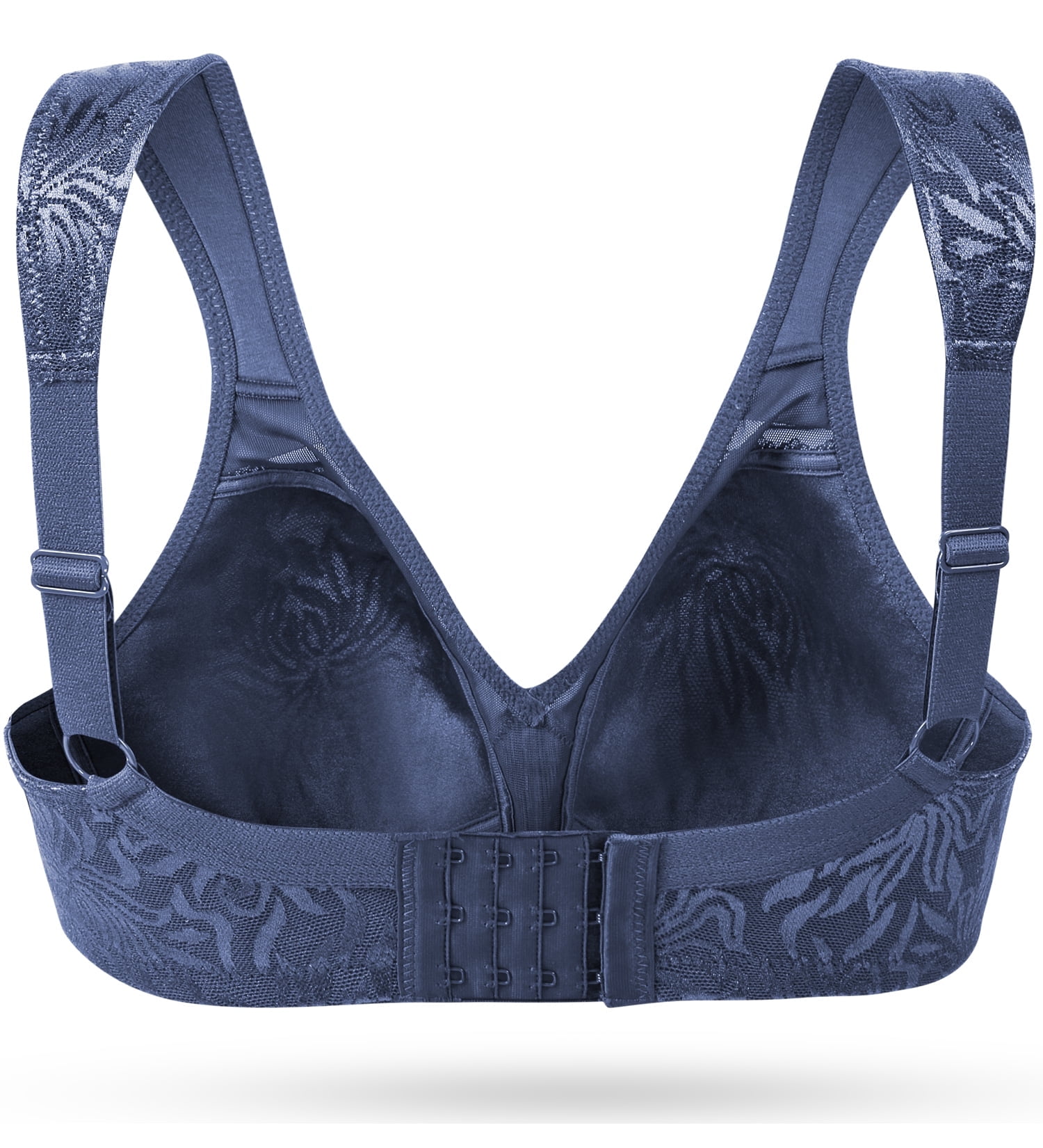 Deyllo Women's Non Padded Wireless Bras Plus Size Full Coverage Minimizer Bra, Blue 42B