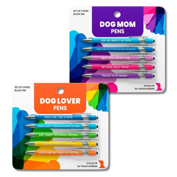 Set de bolígrafos rubyloo Mamá de perro y amante de los perros 2x5 tinta negra con stylus