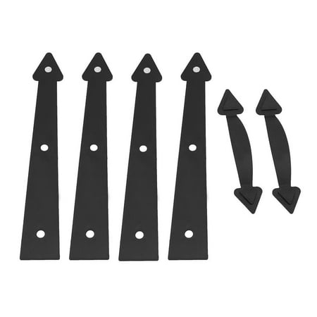 WALFRONT Carriage Garage Door Hardware Decorative Garage Door Carriage Accents, 2 House Handles and 4 House Hinges Decor,Black Spear Style