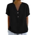 thumbnail image 2 of Tittly T Shirts for Women Spring Tops for Women Women's Fashionable Casual V Neck Short Sleeved Top T Shirt Tshirts Shirts Basic Tees Black XL, 2 of 5