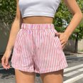 thumbnail image 2 of Tumotour Plus Size Summer Board Shorts for Women Striped Elastic Waist Shorts Casual High Waist Wide-Leg Pants with Pockets Summer Beach Shorts Athletic Workout Shorts, 2 of 8