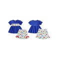 thumbnail image 2 of Cenuakty Toddler Girls Back to School Outfit Embroidery Short Sleeves T-Shirt and Side Bows Elastic Shorts Set, 2 of 9