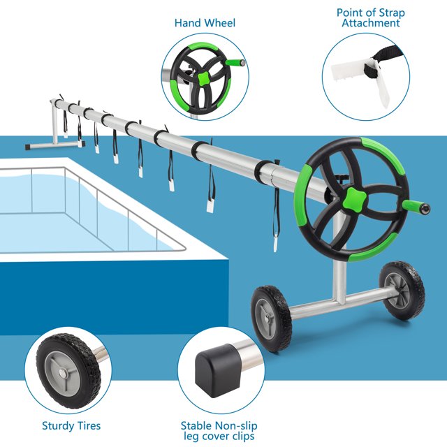 Zimtown Juego de Carretes para Cubierta de Piscina Carrete de Cubierta Solar de 18 Pies de Aluminio