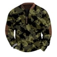 thumbnail image 5 of Men's Fashion Casual Camouflage Quarter-Zip Neck Sweatshirt, Loose Fit Long Sleeve Pullover, Fall Spring Military Style Top,Army Green,2XL, 5 of 7