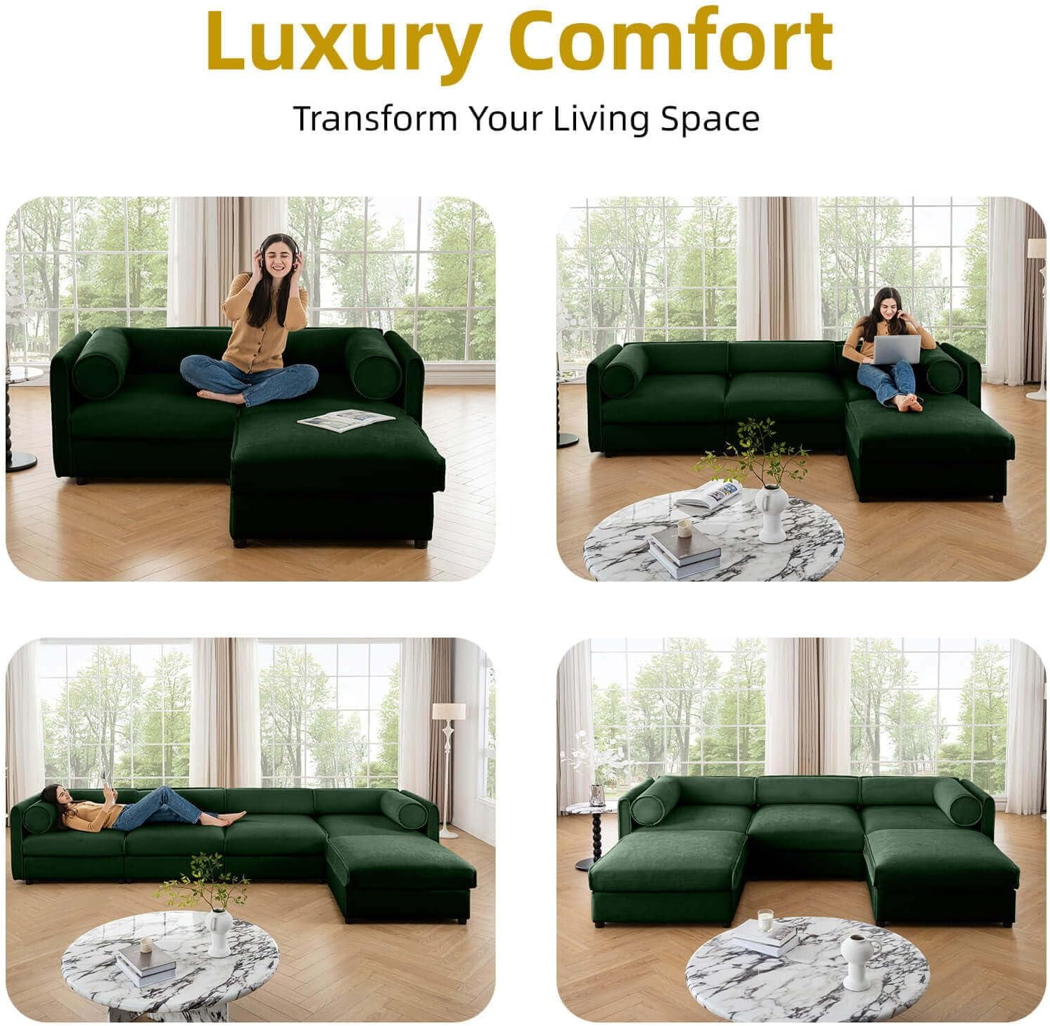 75.5'' Deep Seat Chenille Loveseat with Storage Seat,Modern Fabric Loveseat Featuring Hidden Storage Space,Cylindrical Backrest & Armrest Design for Living Room, Office, Apartment - Green