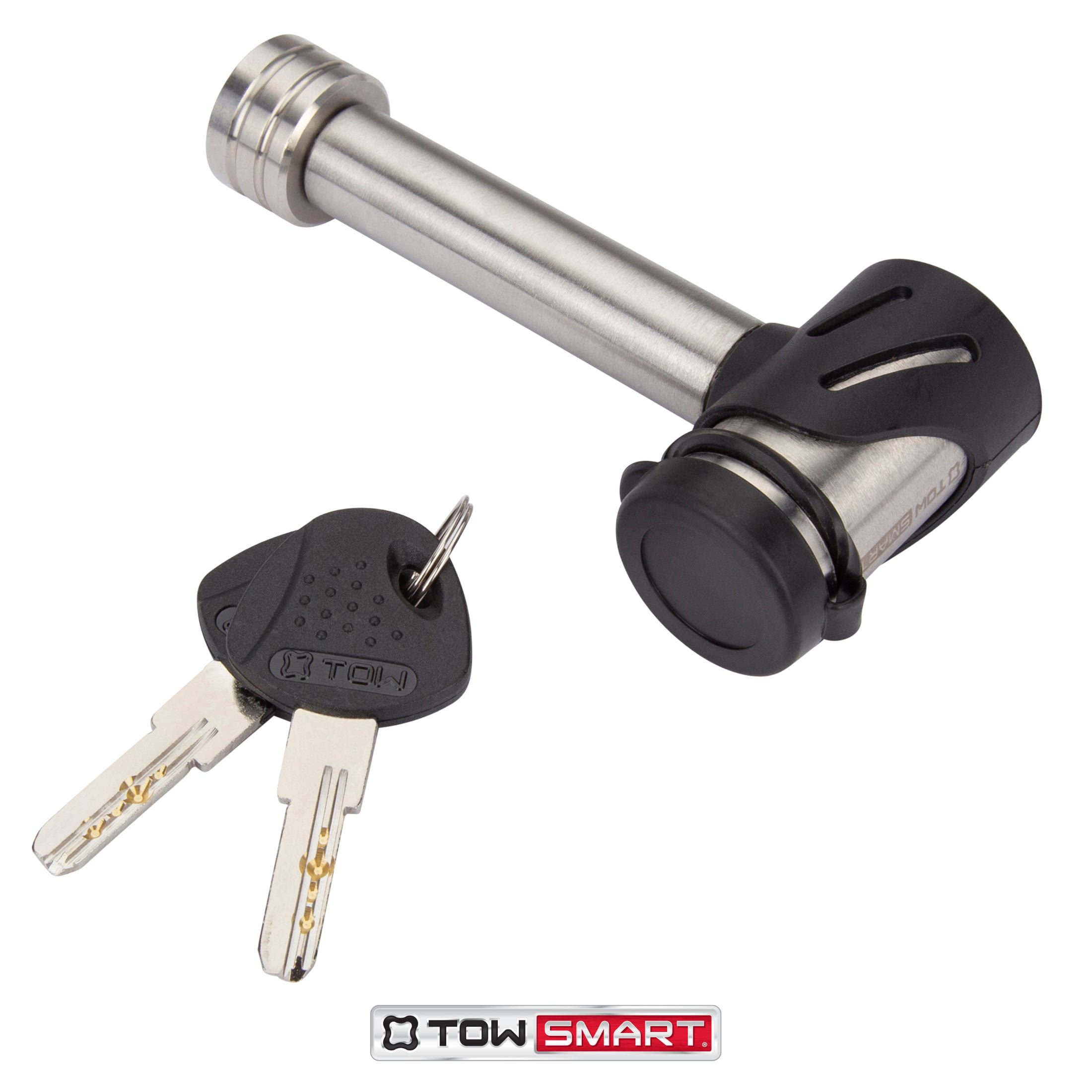 TowSmart Locking Hitch Pin, 1/2in and 5/8in Pin, Stainless Steel, 7276, 2.75in Span, Includes 2 Keys