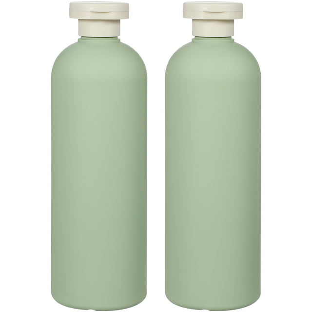 ColoMX 2 botellas de viaje con tapa abatible, a prueba de fugas, rellenables, de plástico, para cremas, lociones, bases de maquillaje, champú y acondicionadores, 400 ml.