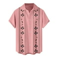 thumbnail image 4 of Lumtrix Mens Short Sleeve Cuban Camp Guayabera Shirt Hippie Summer Beach Button Down Shirts Pink M, 4 of 4