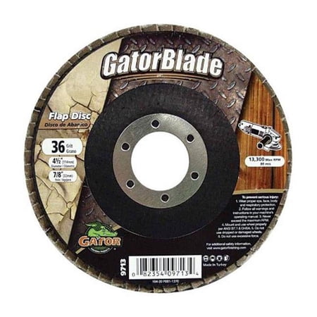 UPC: 0082354097134 | Gator 4-1/2 in. D X 7/8 in. Zirconia Aluminum Oxide Flap Disc 36 Grit 1 pk