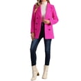 thumbnail image 2 of Abrigo de mujer INSPIRE CHIC, abrigo de doble botonadura con solapa, abrigo de invierno hasta el muslo en color rosa fuerte, 2 of 6