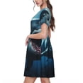 thumbnail image 2 of Vsdgher Robes Maxi Midi Décontractées 3D Requin Réaliste pour Femmes Été 2025 Manches Courtes Légères Col Rond Robe de Plage, 2 of 6