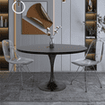 thumbnail image 6 of LeisureMod Verve Mid-Century Modern Dining Table with a 48" Round MDF Tabletop and Black Steel Pedestal Base for Kitchen and Dining Room, Dark Maple, 6 of 11