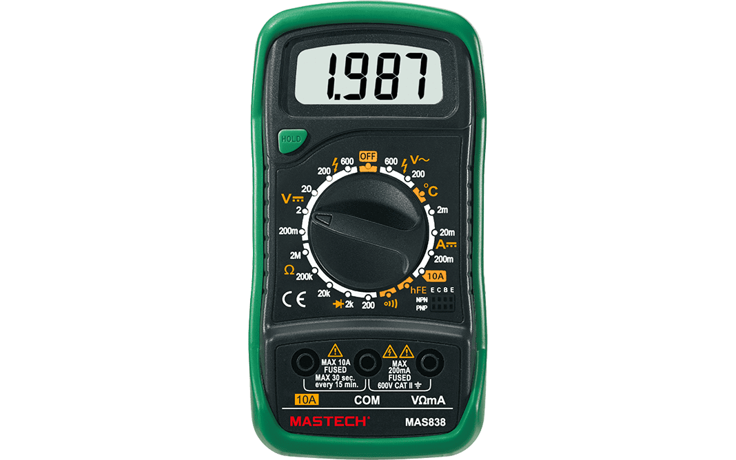 MASTECH MAS838 Digital Multimeter Display 2000 counts;Continuity Buzzer Less than 70 ±30ΩLow Battery Display(MAS838)