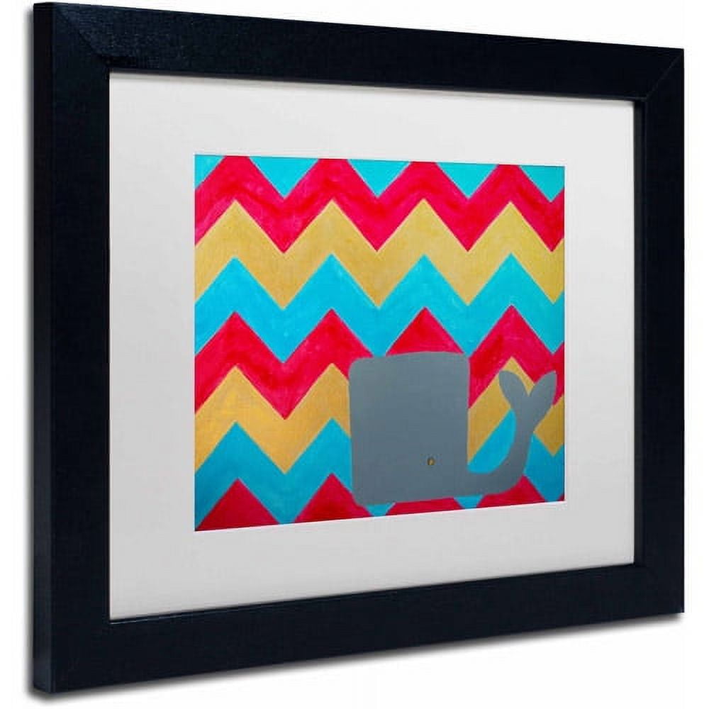 Trademark Fine Art "Pink and Gold Whale Chevron" Canvas Art by Nicole Dietz, White Matte/Black Frame