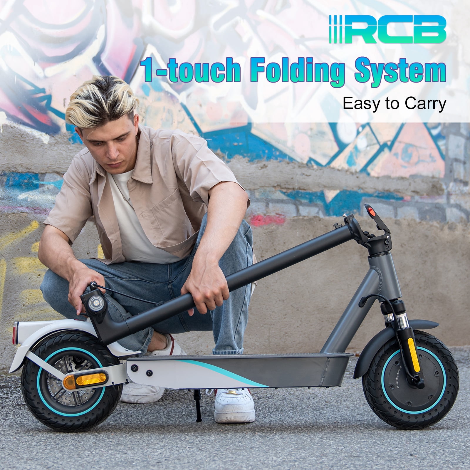 RCB R12Pro Electric Scooter for Kids,Max Speed 12 mph,10 Miles Range,Rainbow LED Lights&Display,Foldable&Portable,Black