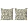 thumbnail image 1 of Ambesonne Leaves Throw Pillow Cover 2 Pack, Abstract Nature Swirls, 16", Cream Dark Taupe, 1 of 2