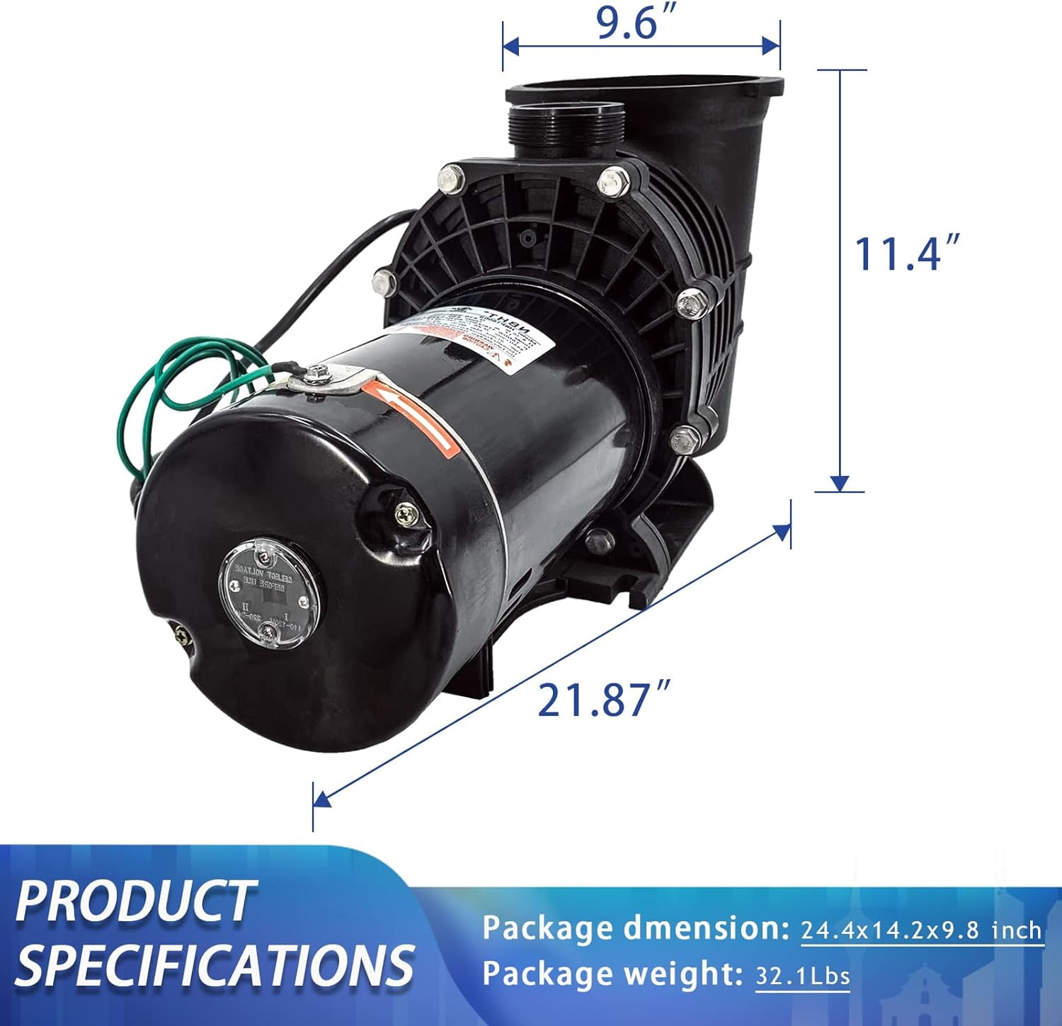 PRIJESSE 2.0HP In/Above Ground Pool Water Pump Swimming Pool Pump Dual Voltage 120V/220V 1500W