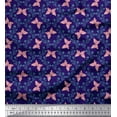 thumbnail image 1 of Soimoi Blue Moss Georgette Fabric Flower & Butterfly Decor Fabric Printed BTY 42 Inch Wide, 1 of 3