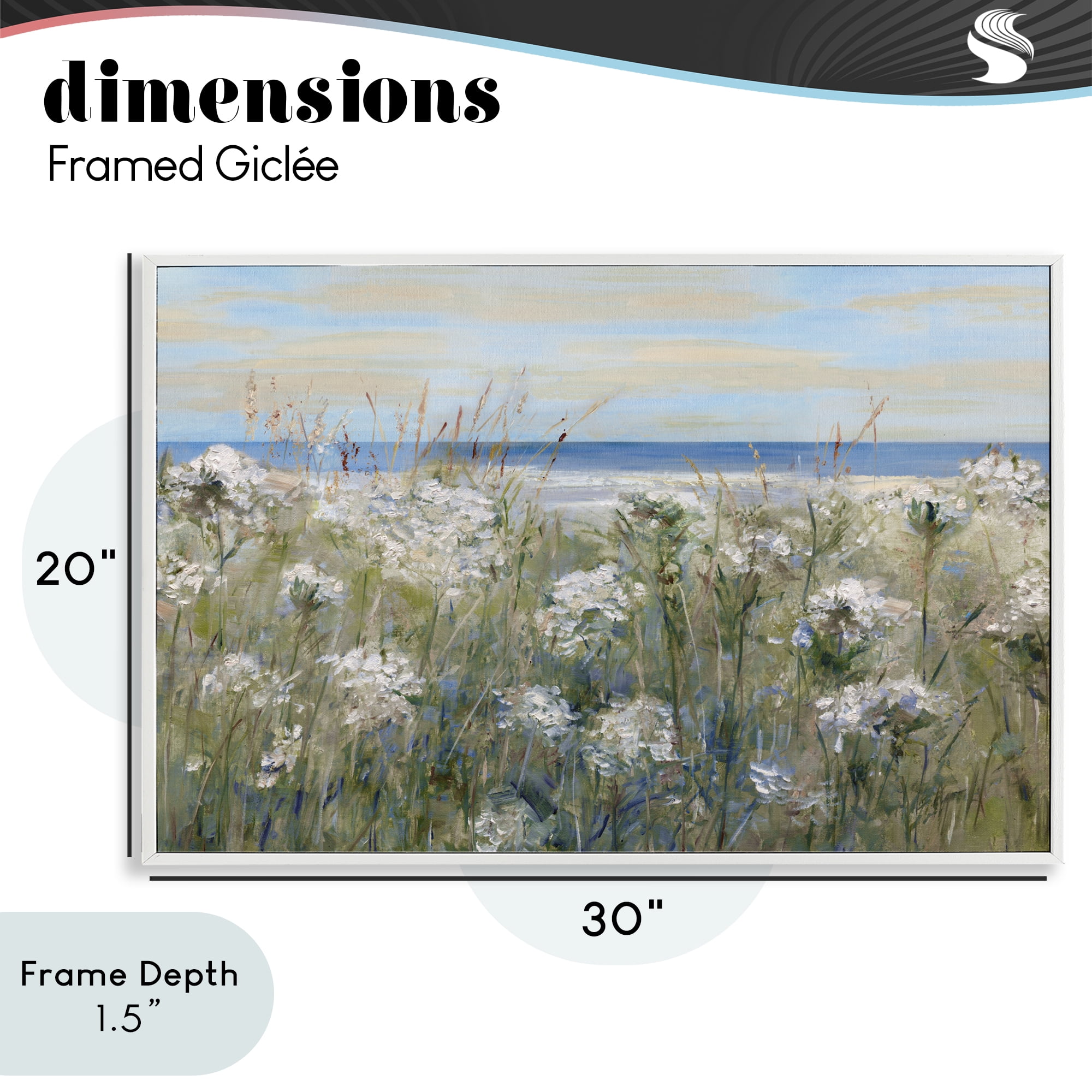 Stupell Industries Impressionist Seaside Meadow White Framed Giclee Art, design by Sally Swatland