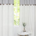 thumbnail image 5 of Farmhouse Linen Blend Curtain, Color Block Boho Button Rod Pocket Curtain Drape, 5 of 9