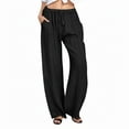 thumbnail image 1 of Pantalon Grand en Lin pour Femmes - Matériau Polyester - Taille Haute avec Poches, 1 of 8