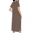 thumbnail image 6 of FRSASU Women's Long Knitted Bathrobe Casual Zipper up Comfortable Full Length Polka Dot Print Homewear Sleepshirts with Pocket Brown, 6 of 7